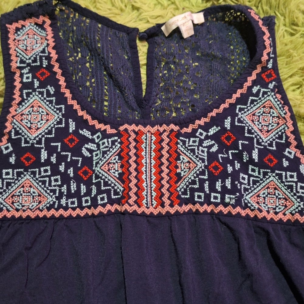 Skies Are Blue Embroidered Boho Top